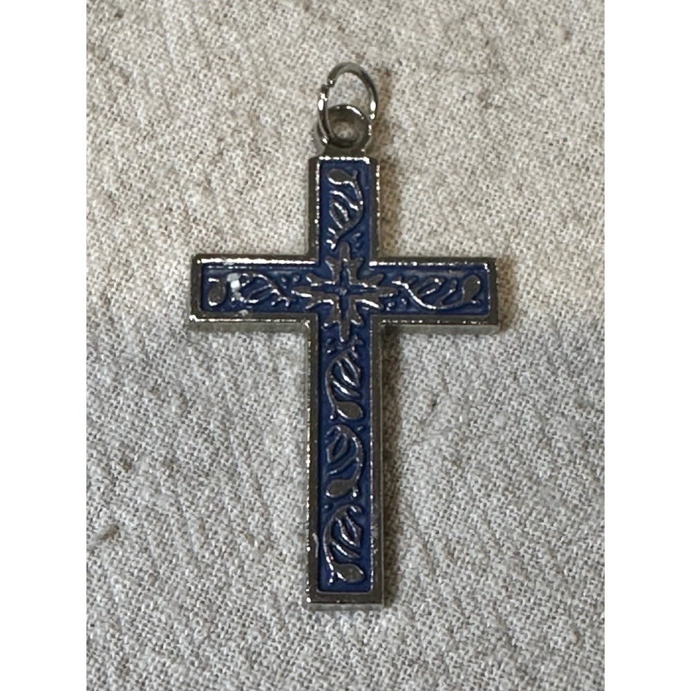 Cross Pendant Silver-toned 1 1/4"